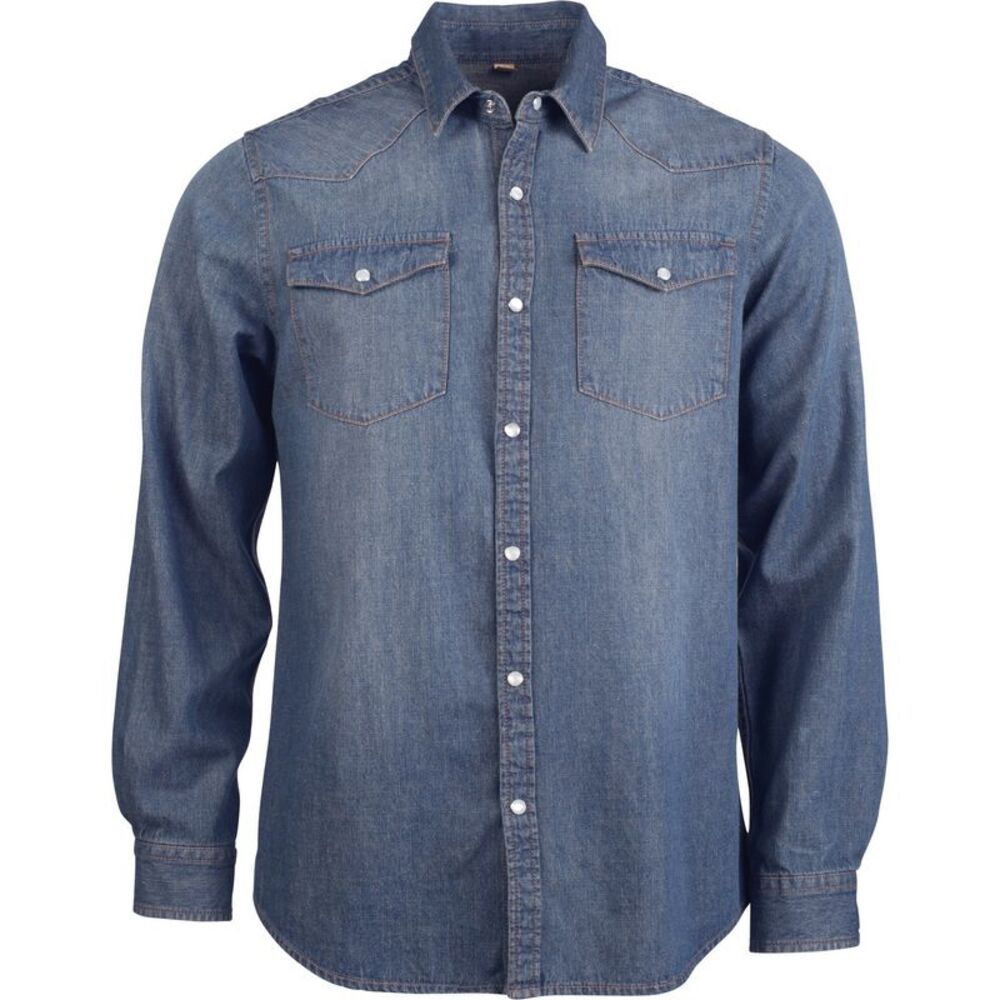 Kariban Mens Long Sleeve Casual Denim Shirt / Blue Jean
